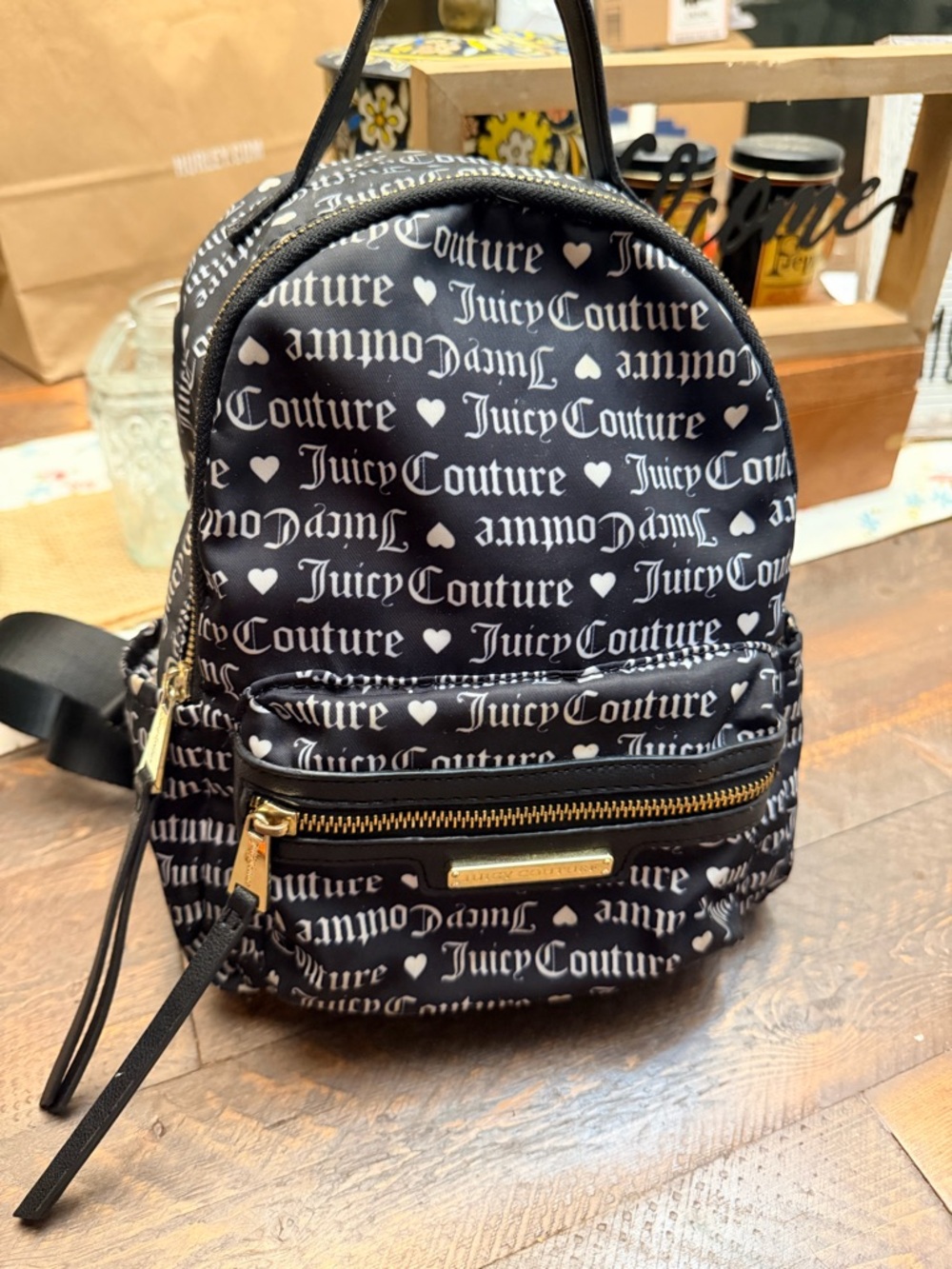 Juicy Couture mini backpack Heart and Soul Rosie GUC Black White Eco Friendly